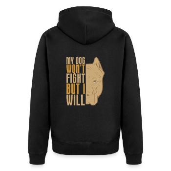 Pitbull Pitbull Ban - Unisex Premium Organic Zip Hoodie - black - Back - Nico (187cm)