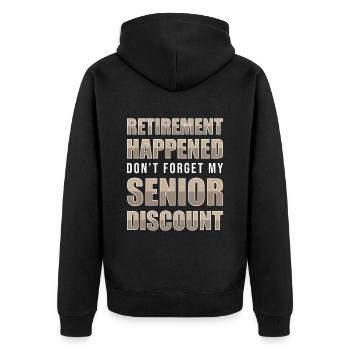 Pensioner Pension Discount - Unisex Premium Organic Zip Hoodie - black - Back - Nico (187cm)