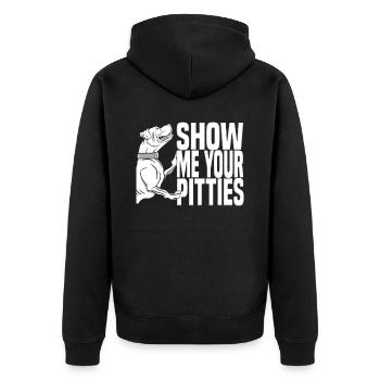 Pitbull Cool Pitbull Verbot Show Me Your Pitties - Unisex Premium Bio Zip Hoodie - Schwarz - Hinten - Nico (187cm)