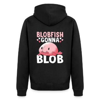 Blobfish Gonna Blob Blobfishes Besitzer - Unisex Premium Bio Zip Hoodie - Schwarz - Hinten - Nico (187cm)