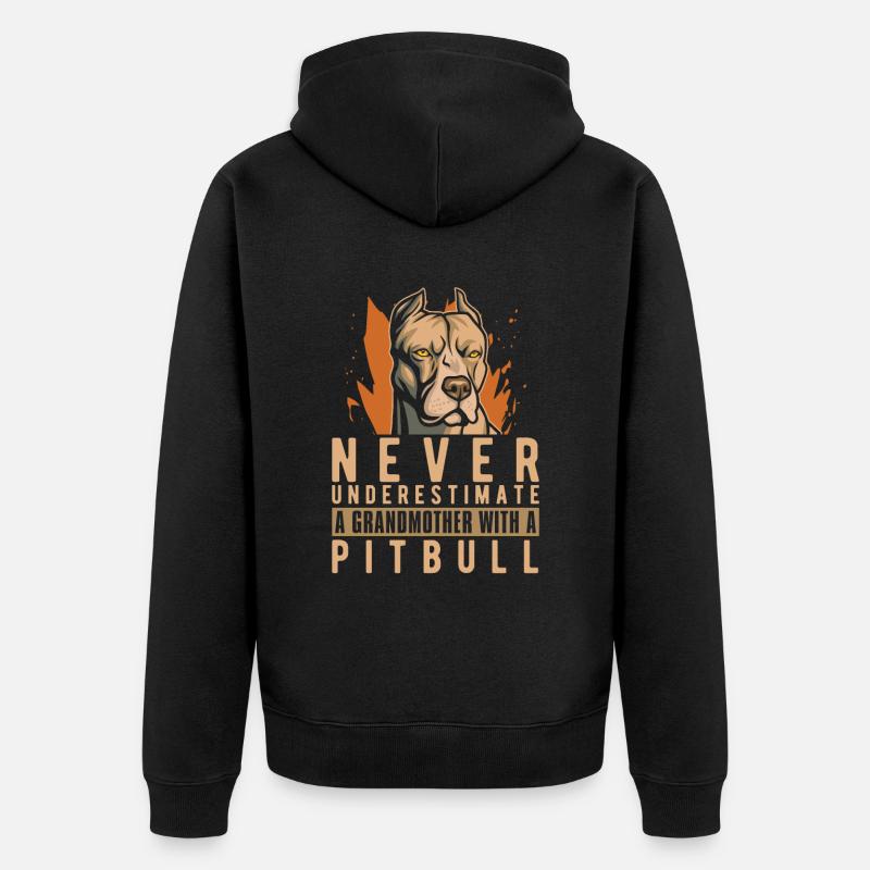 Pitbull Grand-mère Pitbull Interdiction - Veste à capuche bio Premium Unisexe - noir