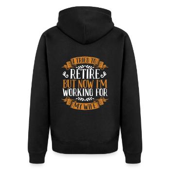 Rentner Rente Humor - Unisex Premium Bio Zip Hoodie - Schwarz - Hinten - Nico (187cm)