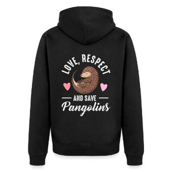 Love and Save Pangolin Lovers - Unisex Premium Organic Zip Hoodie - black - Back - Nico (187cm)