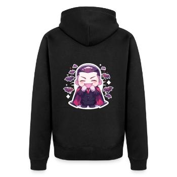 Vampir - Unisex Premium Bio Zip Hoodie - Schwarz - Hinten - Nico (187cm)