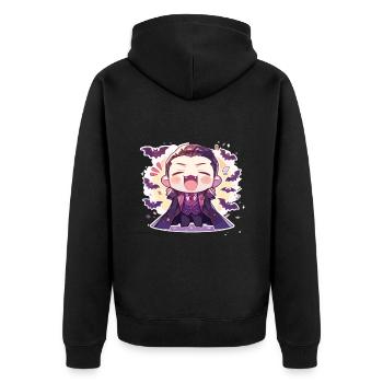 Vampir - Unisex Premium Bio Zip Hoodie - Schwarz - Hinten - Nico (187cm)