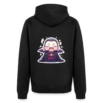 Vampir - Unisex Premium Bio Zip Hoodie - Schwarz - Hinten - Nico (187cm)