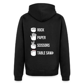 Ciseaux en papier de roche Scie à table Charpentier - Veste à capuche bio Premium Unisexe - noir - Dos - Nico (187cm)
