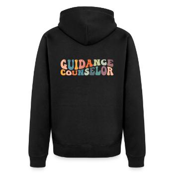 Groovy Guidance Counselor School Counselor - Unisex Premium Organic Zip Hoodie - black - Back - Nico (187cm)