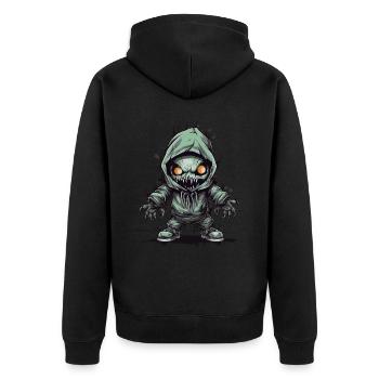 Sweat à capuche d’Halloween effrayant avec un design monstre - Veste à capuche bio Premium Unisexe - noir - Dos - Nico (187cm)