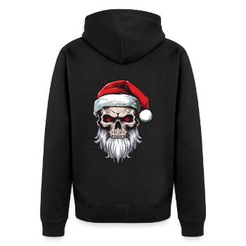 Santa Claus Skull - Unisex Premium Organic Zip Hoodie - black - Back - Nico (187cm)