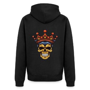 Skull King Crown - Unisex Premium Organic Zip Hoodie - black - Back - Nico (187cm)