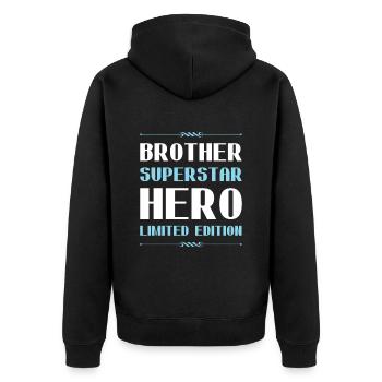 Brother Limited Edition Saying - Unisex Premium Organic Zip Hoodie - black - Back - Nico (187cm)