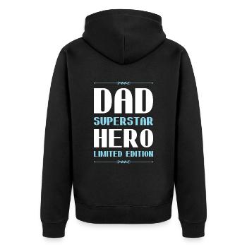 Papa Limited Edition Dad Vater - Unisex Premium Organic Zip Hoodie - black - Back - Nico (187cm)