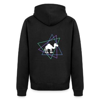 Dromedar - Unisex Premium Bio Zip Hoodie - Schwarz - Hinten - Nico (187cm)