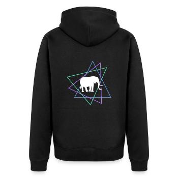 Elephant - Unisex Premium Organic Zip Hoodie - black - Back - Nico (187cm)