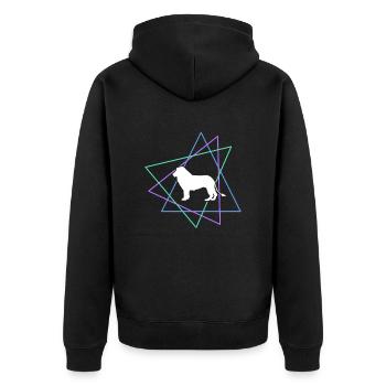 Löwe - Unisex Premium Bio Zip Hoodie - Schwarz - Hinten - Nico (187cm)