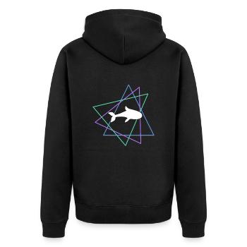 Fish - Unisex Premium Organic Zip Hoodie - black - Back - Nico (187cm)