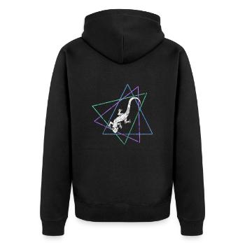 Eidechse - Unisex Premium Bio Zip Hoodie - Schwarz - Hinten - Nico (187cm)