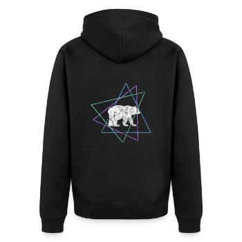 Bear - Unisex Premium Organic Zip Hoodie - black - Back - Nico (187cm)