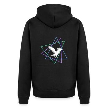Eagle - Unisex Premium Organic Zip Hoodie - black - Back - Nico (187cm)