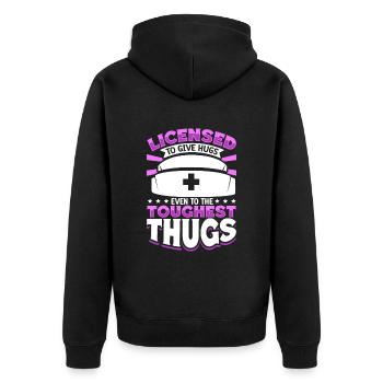 Caring for tough guys - caregiver in the prison system - Unisex Premium Organic Zip Hoodie - black - Back - Nico (187cm)