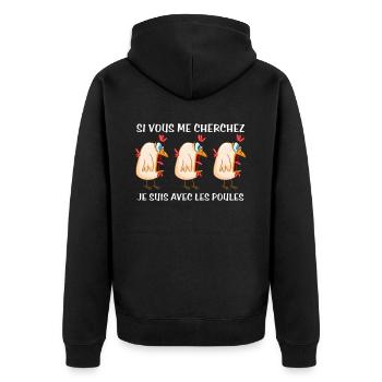 Cadeau agriculteur éleveur de poules - Veste à capuche bio Premium Unisexe - noir - Dos - Nico (187cm)