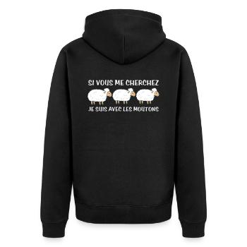 Cadeau agriculteur éleveur de moutons - Veste à capuche bio Premium Unisexe - noir - Dos - Nico (187cm)