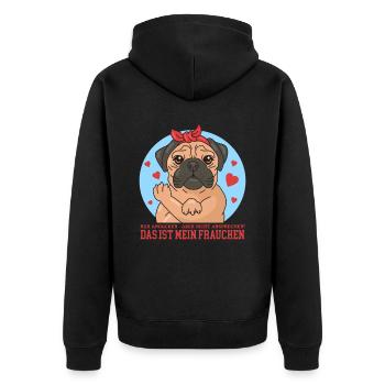 Mops Hunde Hundebesitzerin Hundehalter Geschenk - Unisex Premium Bio Zip Hoodie - Schwarz - Hinten - Nico (187cm)