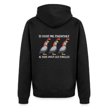 Humour cailles Noel agriculteur élevage animal - Veste à capuche bio Premium Unisexe - noir - Dos - Nico (187cm)
