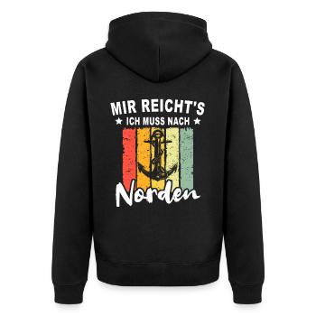 Norden - Unisex Premium Bio Zip Hoodie - Schwarz - Hinten - Nico (187cm)