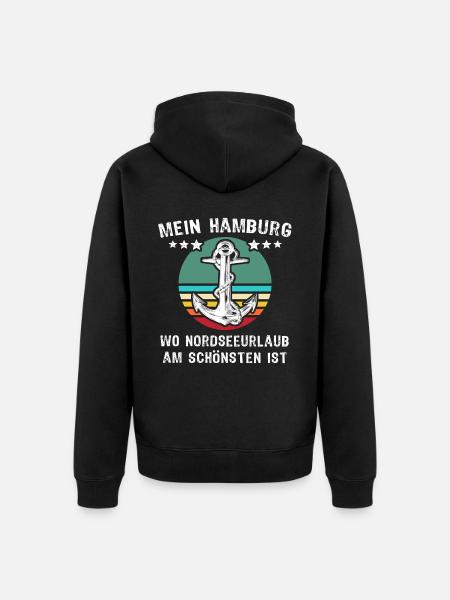 Hamburg Urlaub - Unisex Premium Bio Zip Hoodie - Schwarz