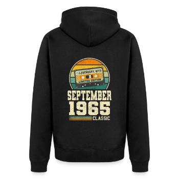 58e anniversaire Septembre Millésime 1965 Millésime - Veste à capuche bio Premium Unisexe - noir - Dos - Nico (187cm)
