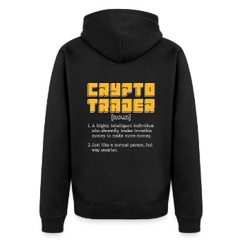 Cryptocurrency Crypto Trader A Highly Investment - Unisex Premium Bio Zip Hoodie - Schwarz - Hinten - Nico (187cm)