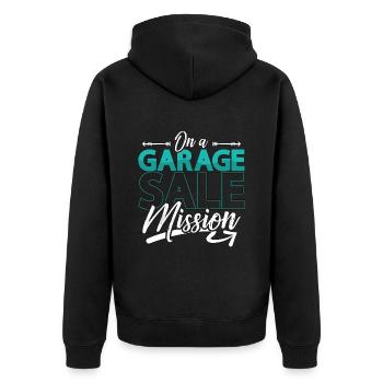 Garage Sales On A Garage Sale Mission Flea Market - Unisex Premium Bio Zip Hoodie - Schwarz - Hinten - Nico (187cm)