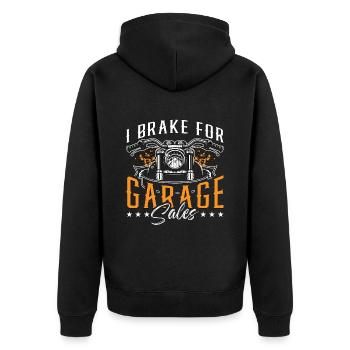 Garage Sales I Brake For Garage Sales Junk Market - Unisex Premium Bio Zip Hoodie - Schwarz - Hinten - Nico (187cm)