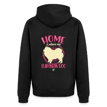 Eurasier ist mein Zuhause Eurasian Spitz - Unisex Premium Bio Zip Hoodie - Schwarz - Hinten - Nico (187cm)