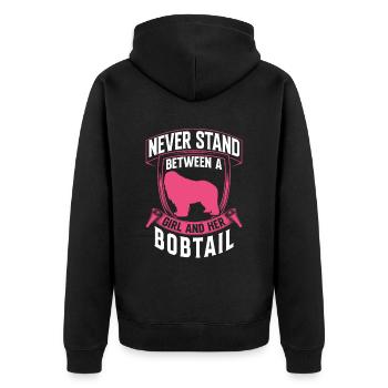 Fille avec Bobtail Old English Shepherd Dog - Veste à capuche bio Premium Unisexe - noir - Dos - Nico (187cm)