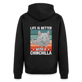 La vie avec la souris laineuse rongeur chinchilla - Veste à capuche bio Premium Unisexe - noir - Dos - Nico (187cm)
