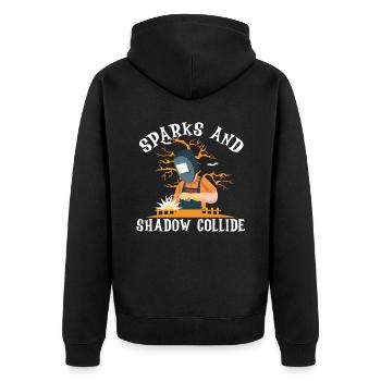 Des étincelles et des ombres entrent en collision Spooky Welder Hall - Veste à capuche bio Premium Unisexe - noir - Dos - Nico (187cm)
