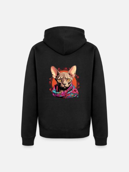 sphynx cat - Unisex Premium Bio Zip Hoodie - Schwarz