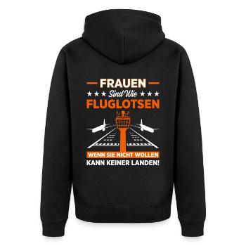 Luftraumkontrolle Für Fluglotsen Flugkontrolleur R - Unisex Premium Bio Zip Hoodie - Schwarz - Hinten - Nico (187cm)