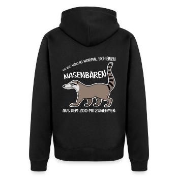 Nasenbär Coati Nasenbären - Unisex Premium Bio Zip Hoodie - Schwarz - Hinten - Nico (187cm)