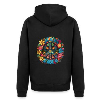 Flower Power Hippie Birthday - May 2010 - Unisex Premium Organic Zip Hoodie - black - Back - Nico (187cm)