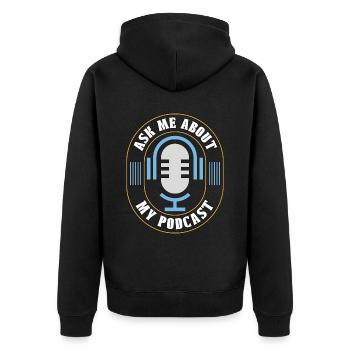 Podcasting Posez-moi des questions sur mon podcast Radio Broadcast - Veste à capuche bio Premium Unisexe - noir - Dos - Nico (187cm)