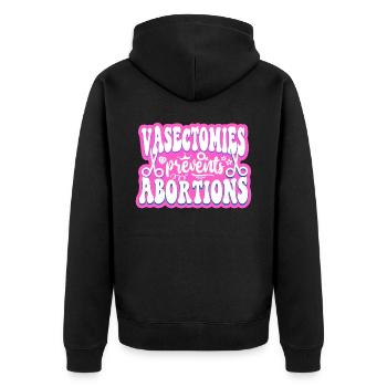 Feminist Vasectomies Prevents - Unisex Premium Organic Zip Hoodie - black - Back - Nico (187cm)