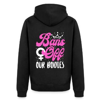 Les féministes bannissent nos corps - Veste à capuche bio Premium Unisexe - noir - Dos - Nico (187cm)