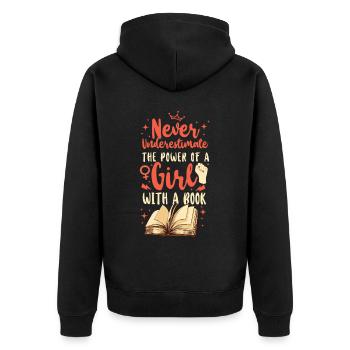 Les féministes ne sous-estiment jamais le - Veste à capuche bio Premium Unisexe - noir - Dos - Nico (187cm)