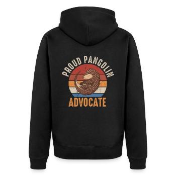 Proud Pangolin Advocate Owner of a - Unisex Premium Organic Zip Hoodie - black - Back - Nico (187cm)