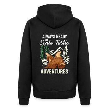 Scale-tastic Adventures Pangolins Lover Pangolin - Unisex Premium Organic Zip Hoodie - black - Back - Nico (187cm)