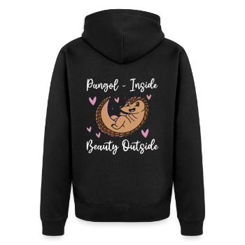Pangol-inside Pangolins Liebhaber Pangolin - Unisex Premium Bio Zip Hoodie - Schwarz - Hinten - Nico (187cm)